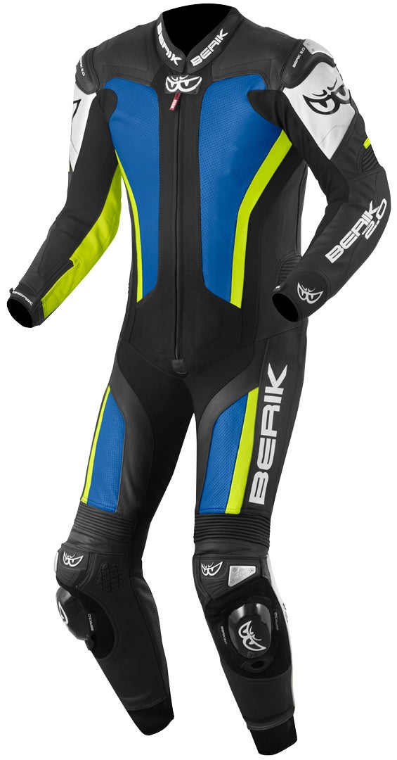 Berik Losail One Piece Motorcycle Leather Suit black/white/blue/yellow 52 Figure 1