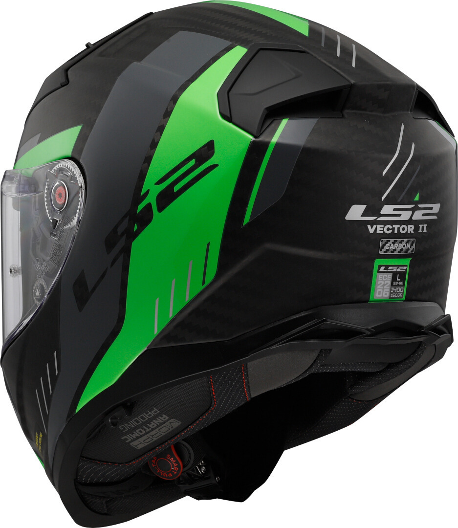 LS2 FF811 Vector II Carbon Grid Capacete Verde Neon L (59/60) Figura 3