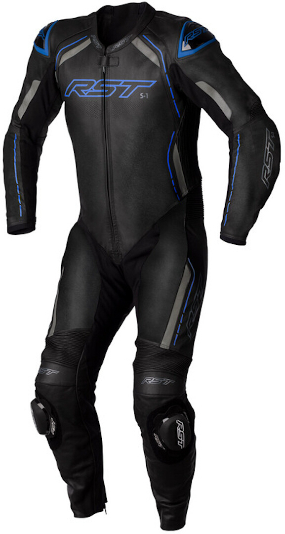 RST S1 1-Piece Motorcycle Leather Suit black/grey/blue L Figure 1