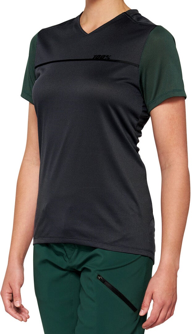 100% Ridecamp Damen Kurzarm Fahrrad Jersey schwarz/grün M Abbildung 1