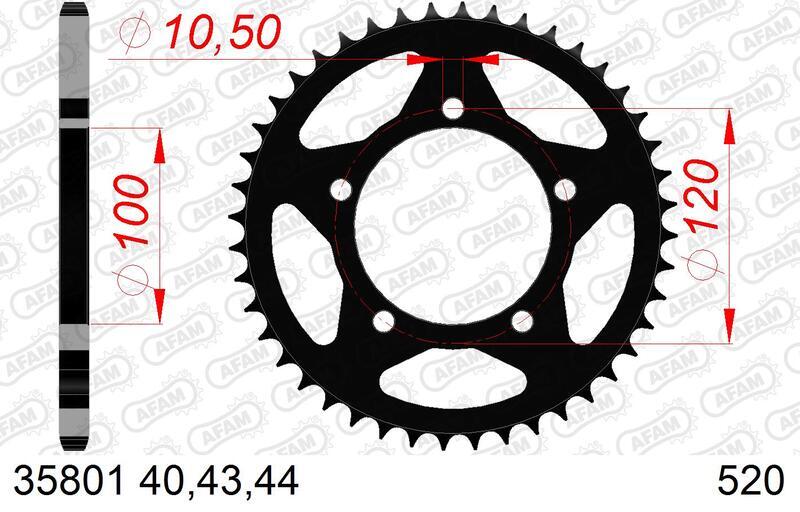AFAM Kedjekit 520XHR2 16/43-110 - Standard bakre kedjehjul Figur 3