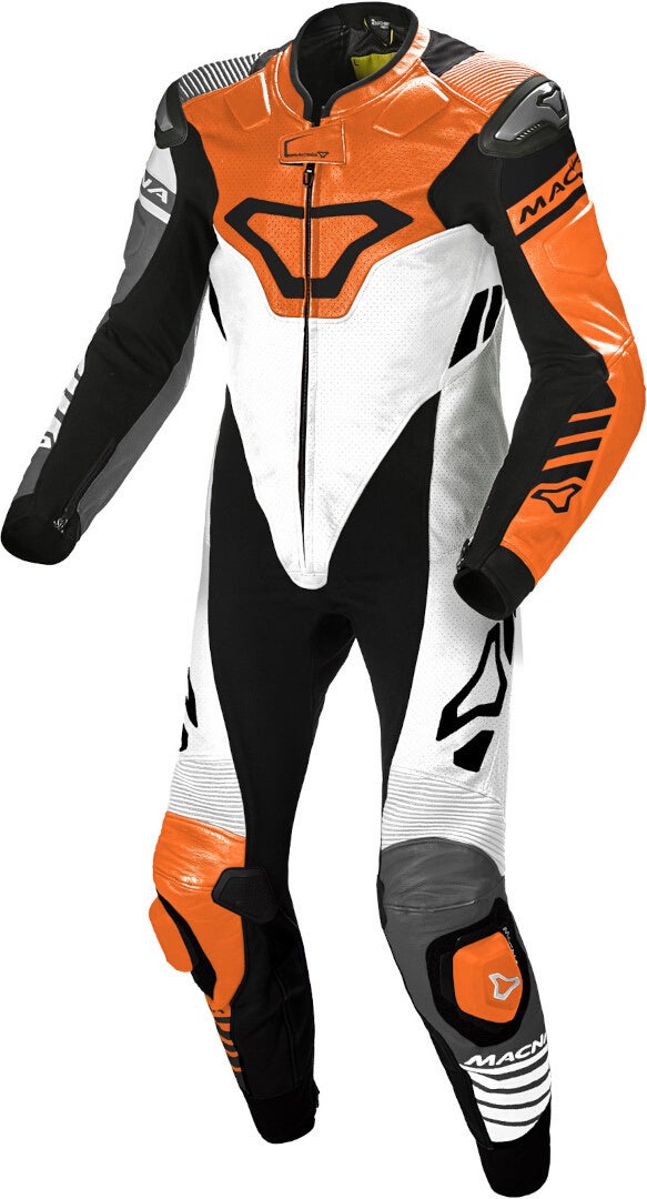 Macna Tracktix One Piece perforated Motorcycle Leather Suit black/white/orange 58 Figure 1