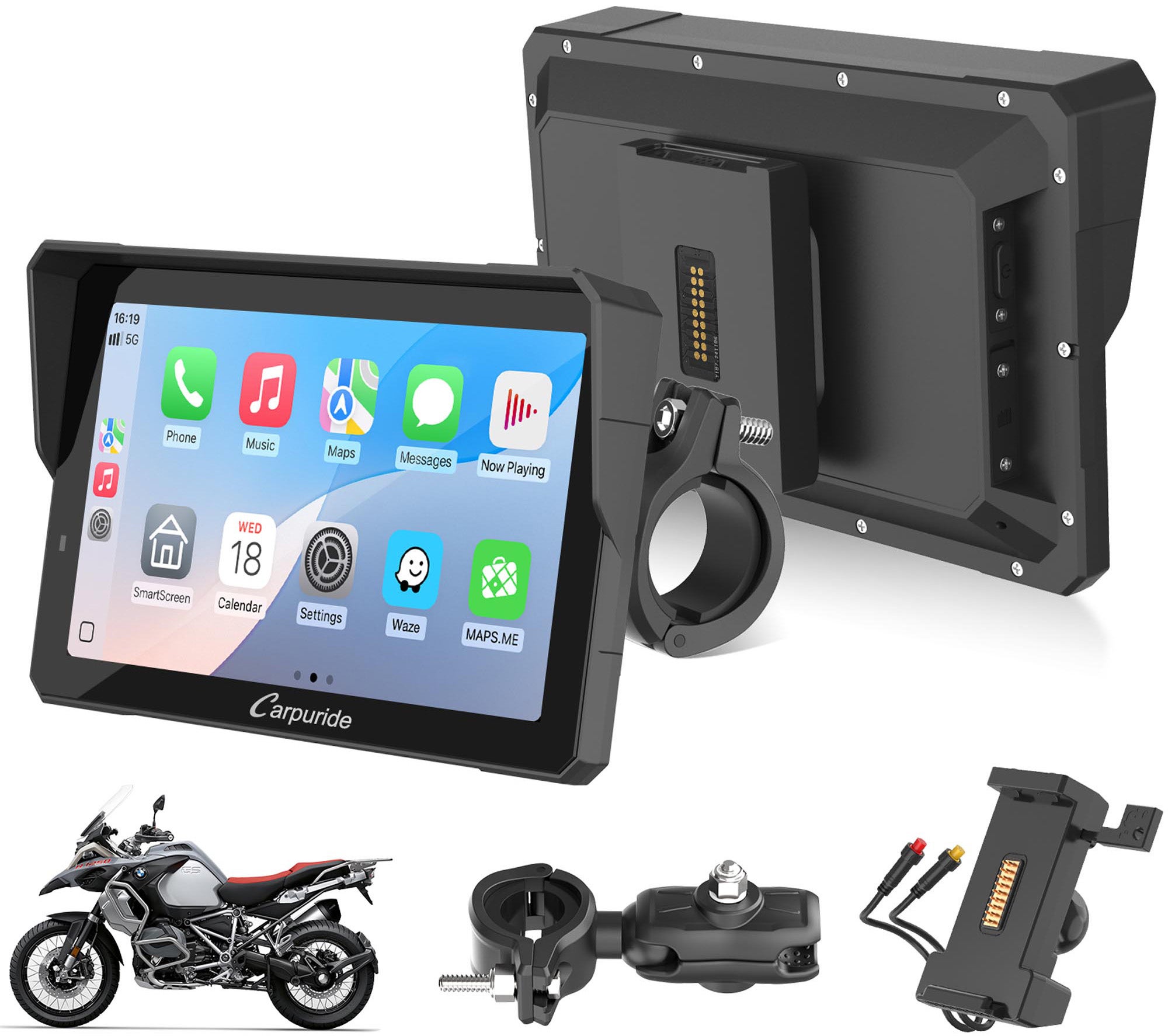 Carpuride S Pro Series 7 Universal Мултимедийна система за мотоциклети Фигура 1