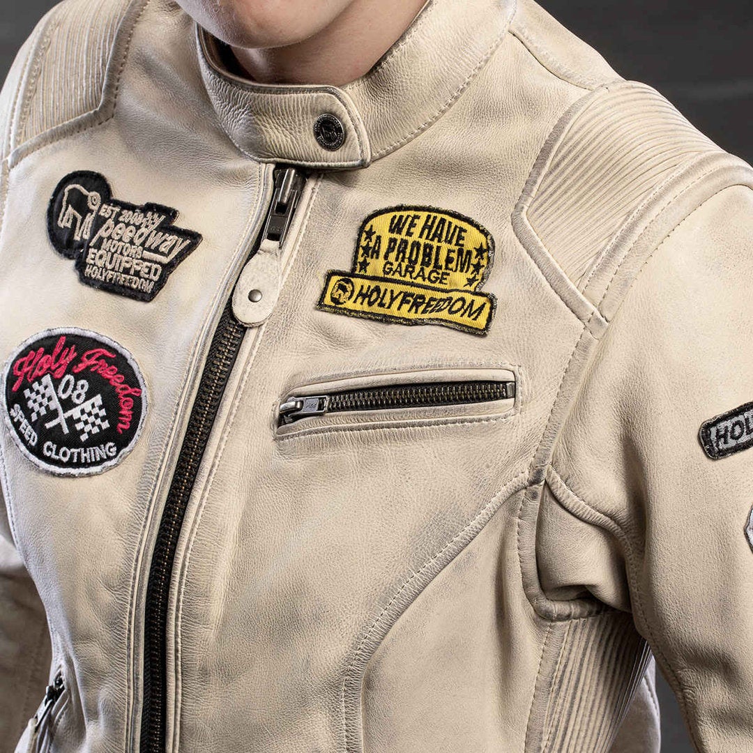 HolyFreedom Zero Damen Motorrad Lederjacke creme XL Abbildung 8