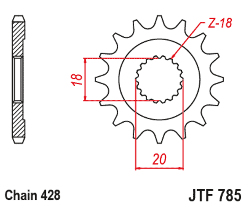 JT-DRIVHJUL Framdrev Standard Standard 785 - 428 Figur 2