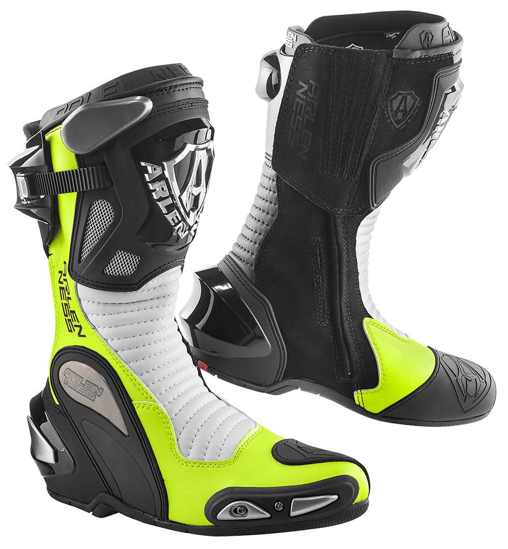 Arlen Ness Xaus Replica Motorcycle Boots black/white/yellow 41 Figure 1
