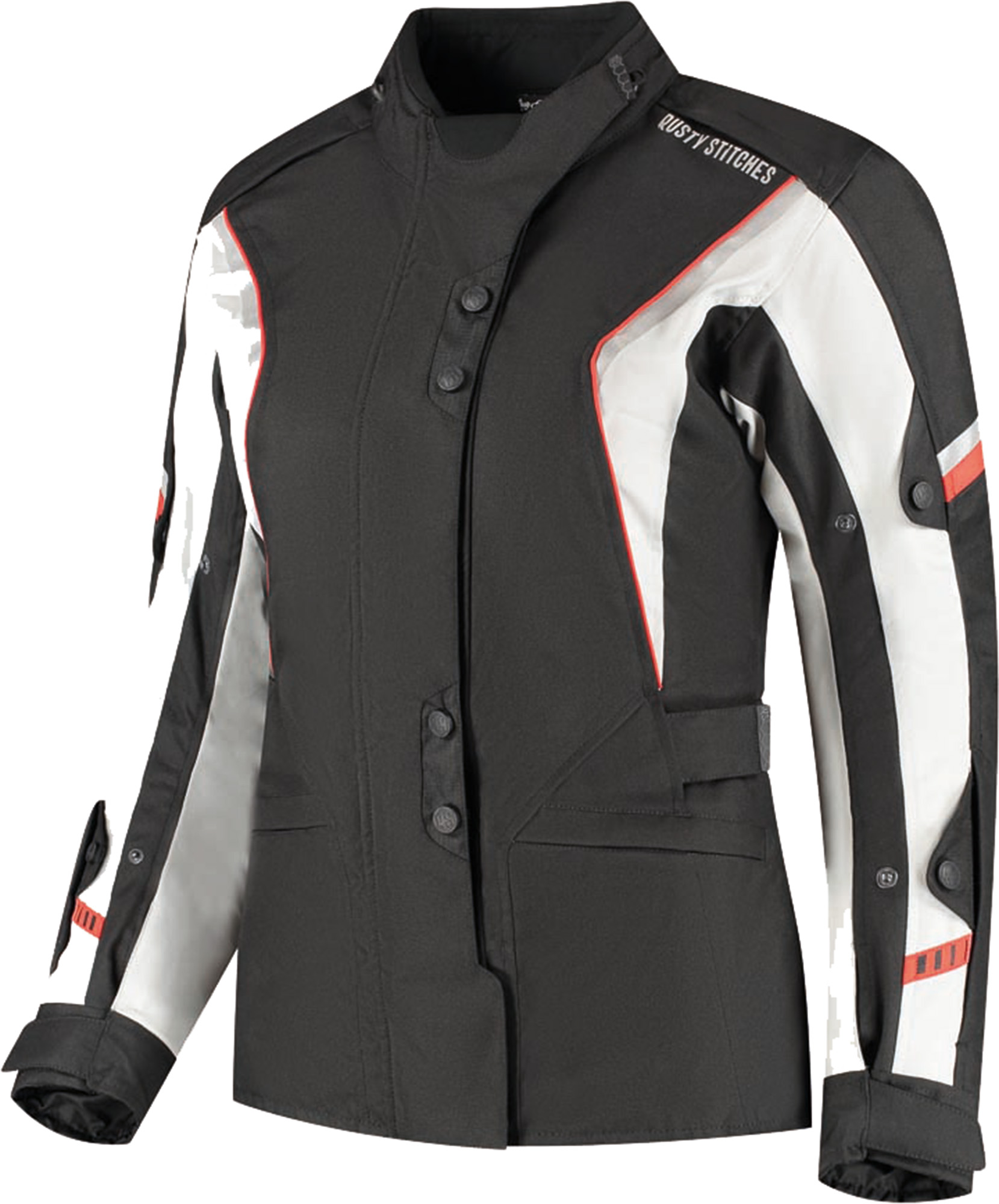Rusty Stitches Leah waterproof Ladies Motorcycle Textil Jacket black/red 40 Figure 1
