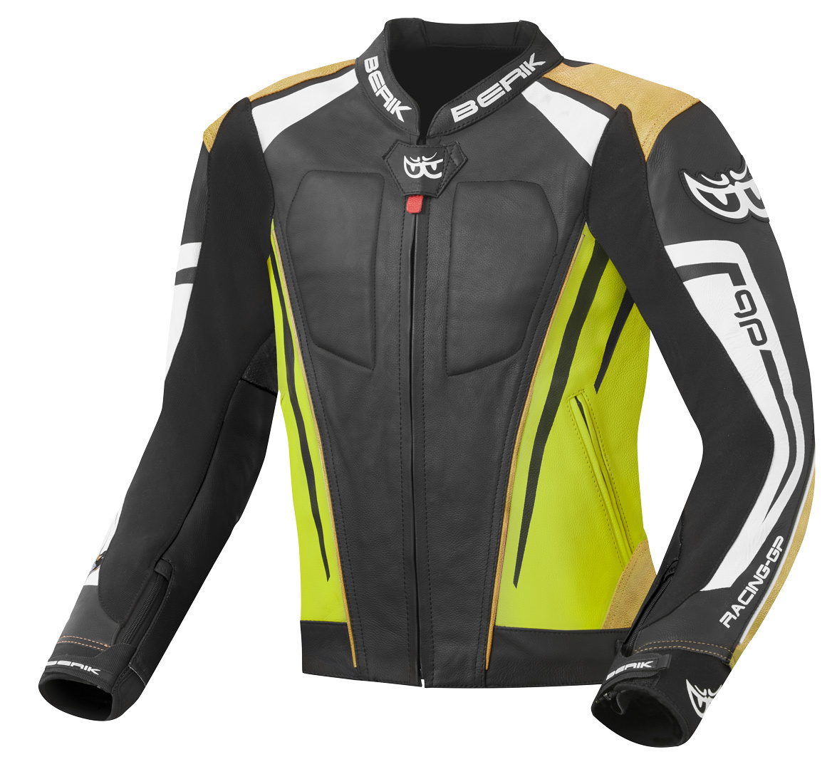 Berik Striper Evo Motorrad Lederjacke schwarz/gelb 58 Abbildung 1