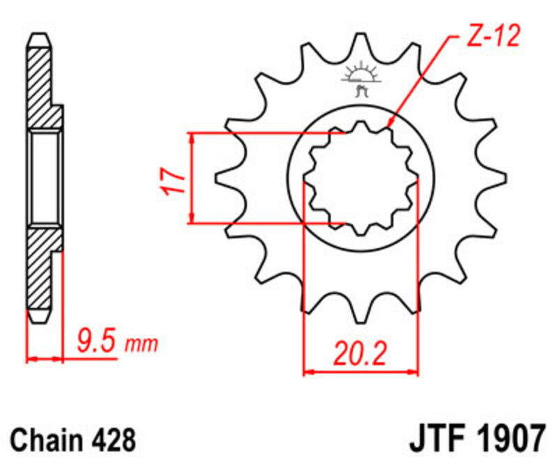 JT-DRIVHJUL Standard stålkugghjul 1907 - 428 Figur 3