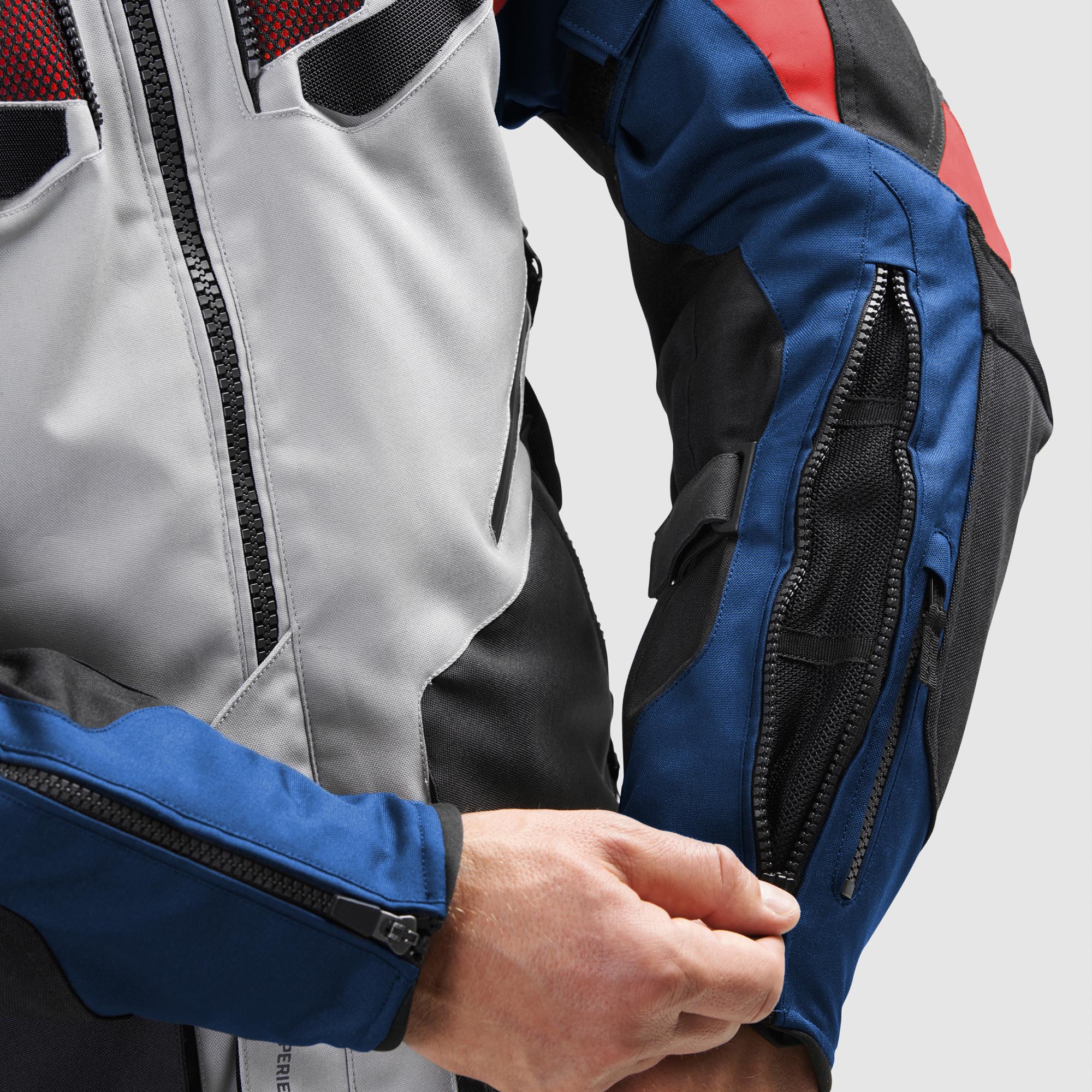 Rebelhorn Hiker 4 waterproof Motorcycle Textile Jacket light grey/blue/red M Figure 7