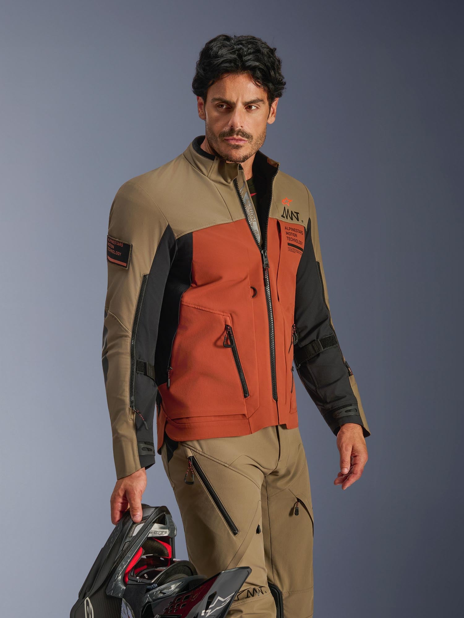 Side view of Alpinestars AMT-8 Stretch Drystar XF waterproof Motorcycle Textile Jacket