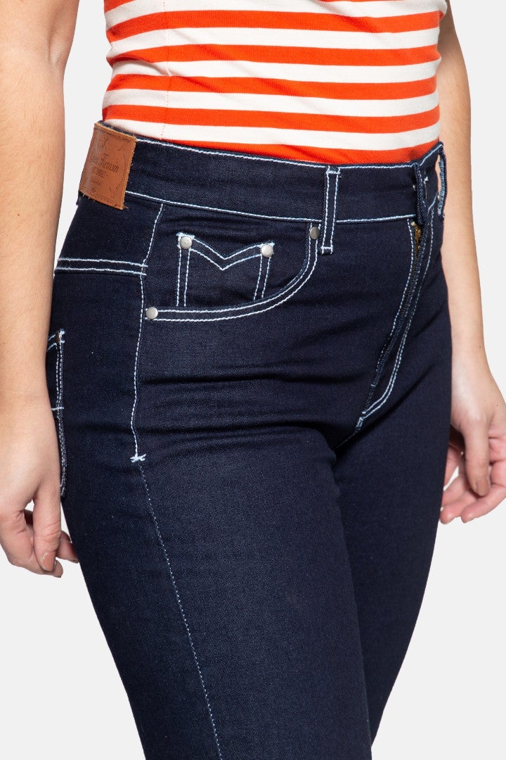 Queen Kerosin Betty Capri Jeans da donna blu scuro 29 Figura 5