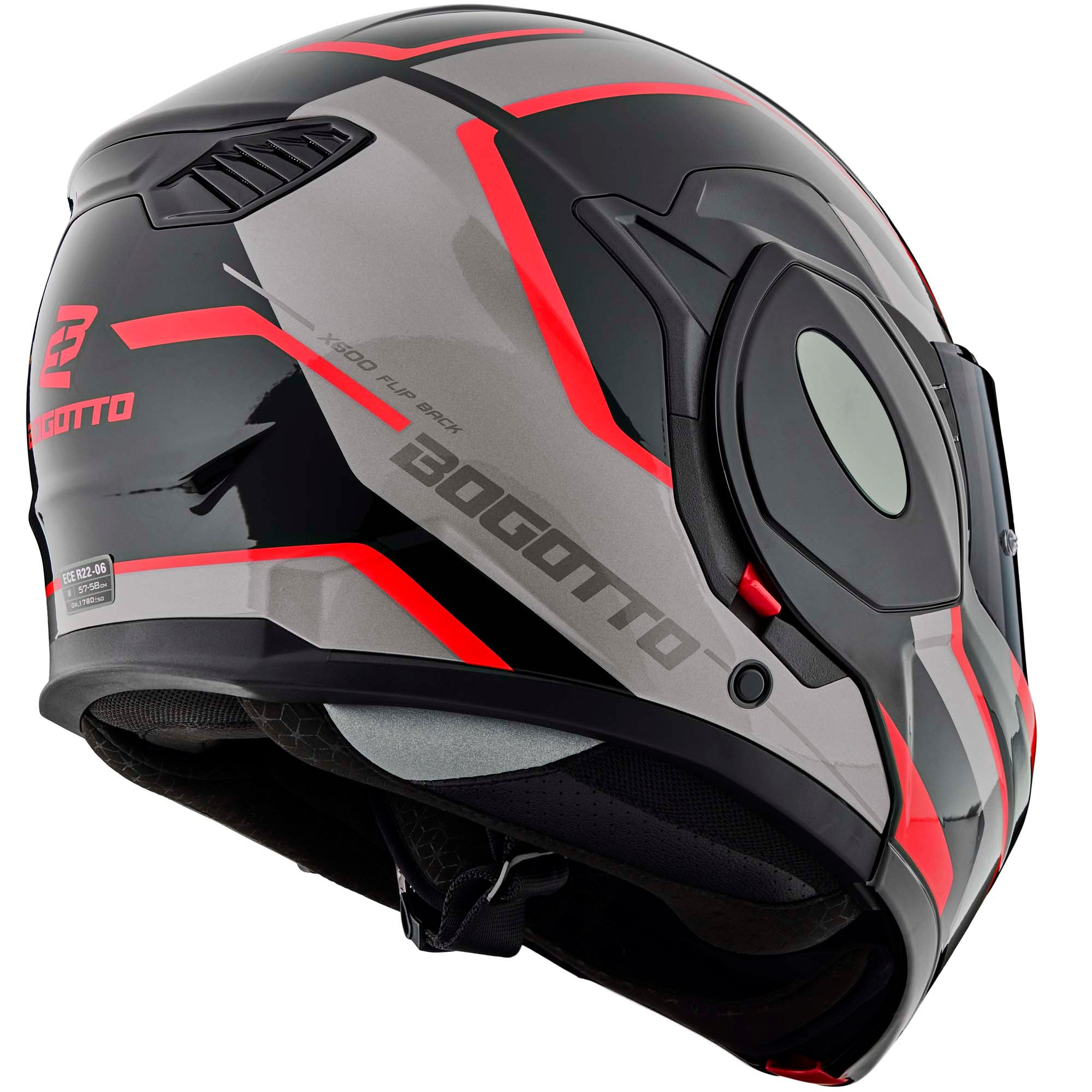 Bogotto FS-X600 Vyda Hjelm sort mat/grå/rød XL Figur 4