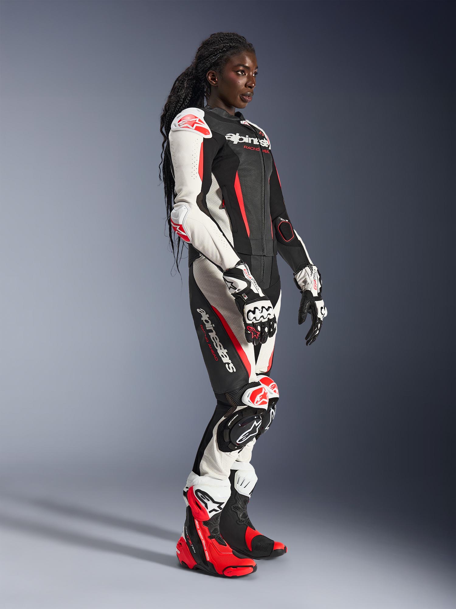 Alpinestars Stella GP-R7 Ladies Two Piece Motorcycle Leather Suit black/white/red 46 Figure 8