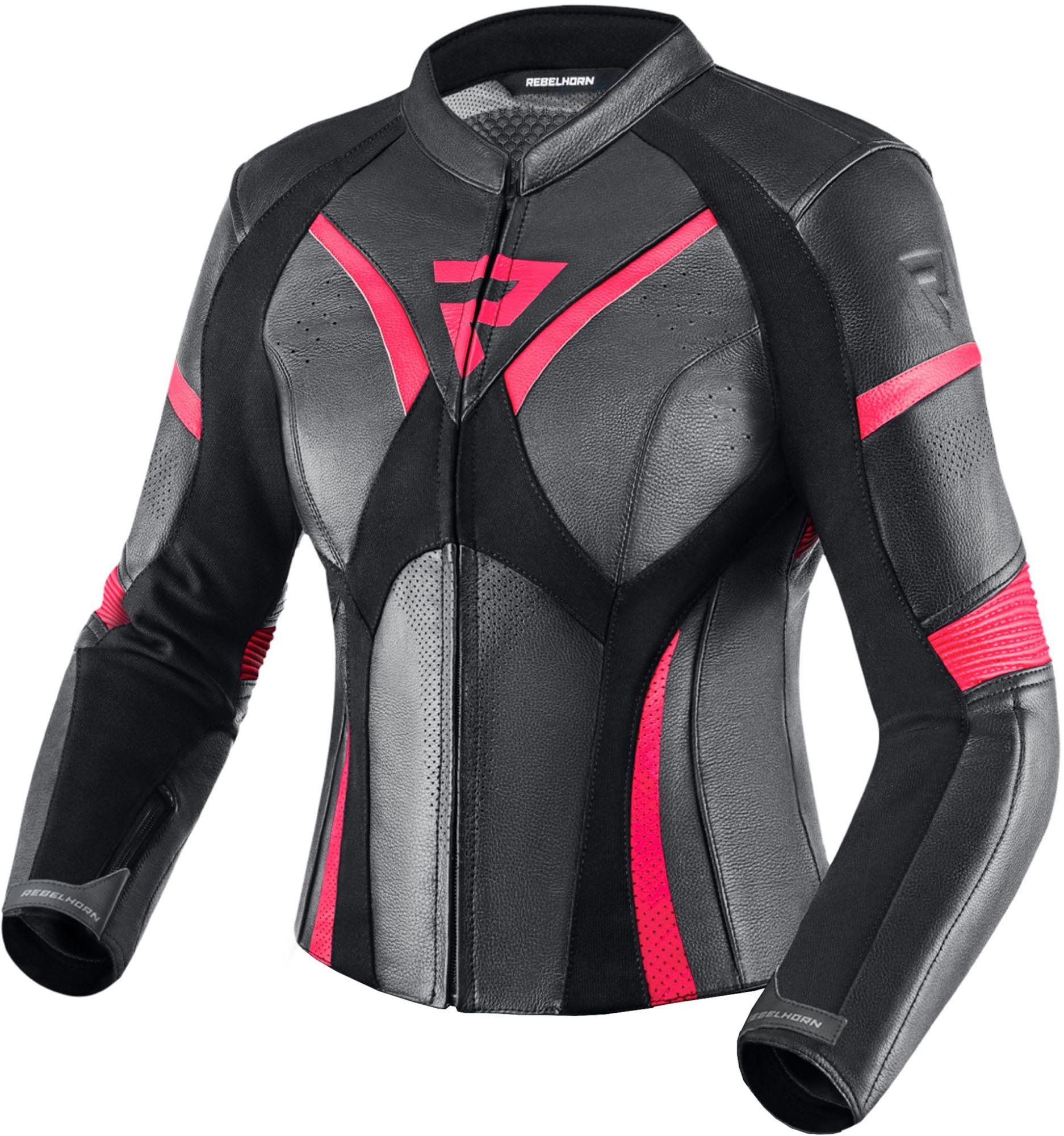Rebelhorn Rebel Damen Motorrad Lederjacke schwarz/rosa 46 Abbildung 1