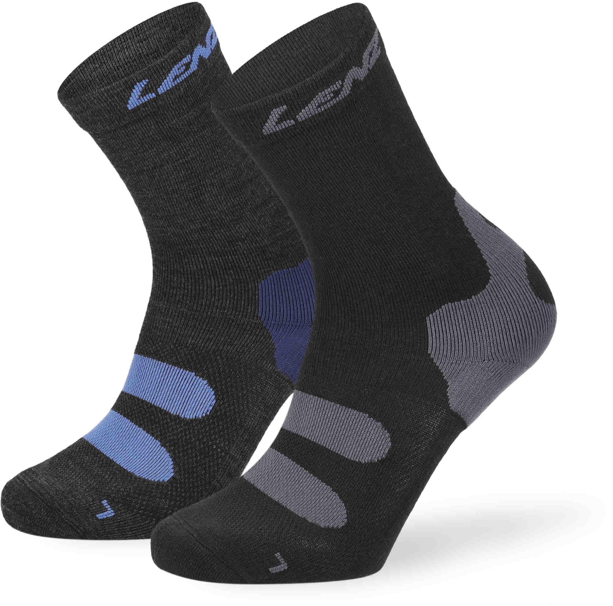 Lenz Outdoor 1.0 Socken - 2er Pack schwarz/grau/blau 45-47 Abbildung 1