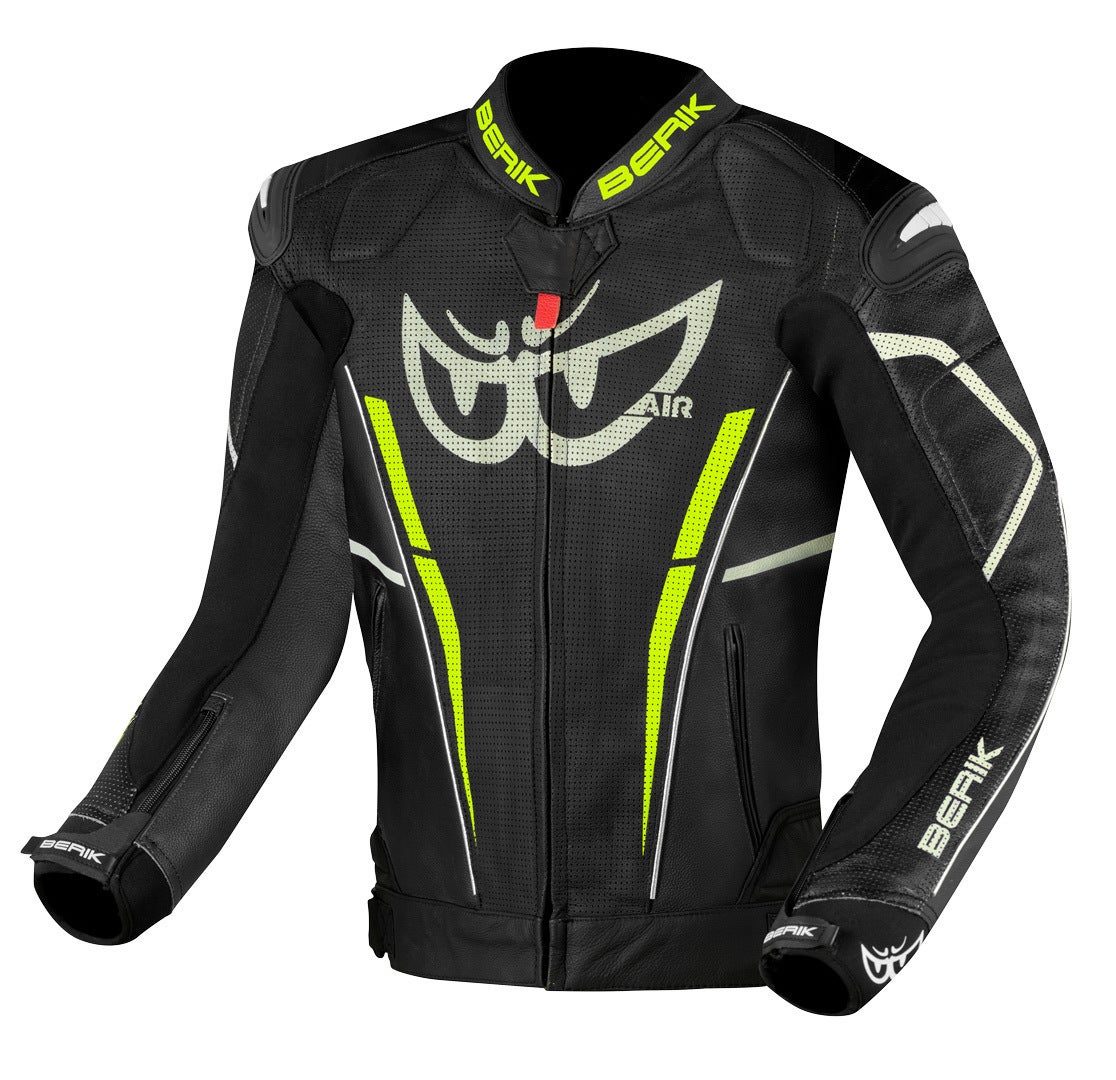 Berik Street Pro Evo Motorcycle Leather Jacket black/grey/yellow 58 Figure 1