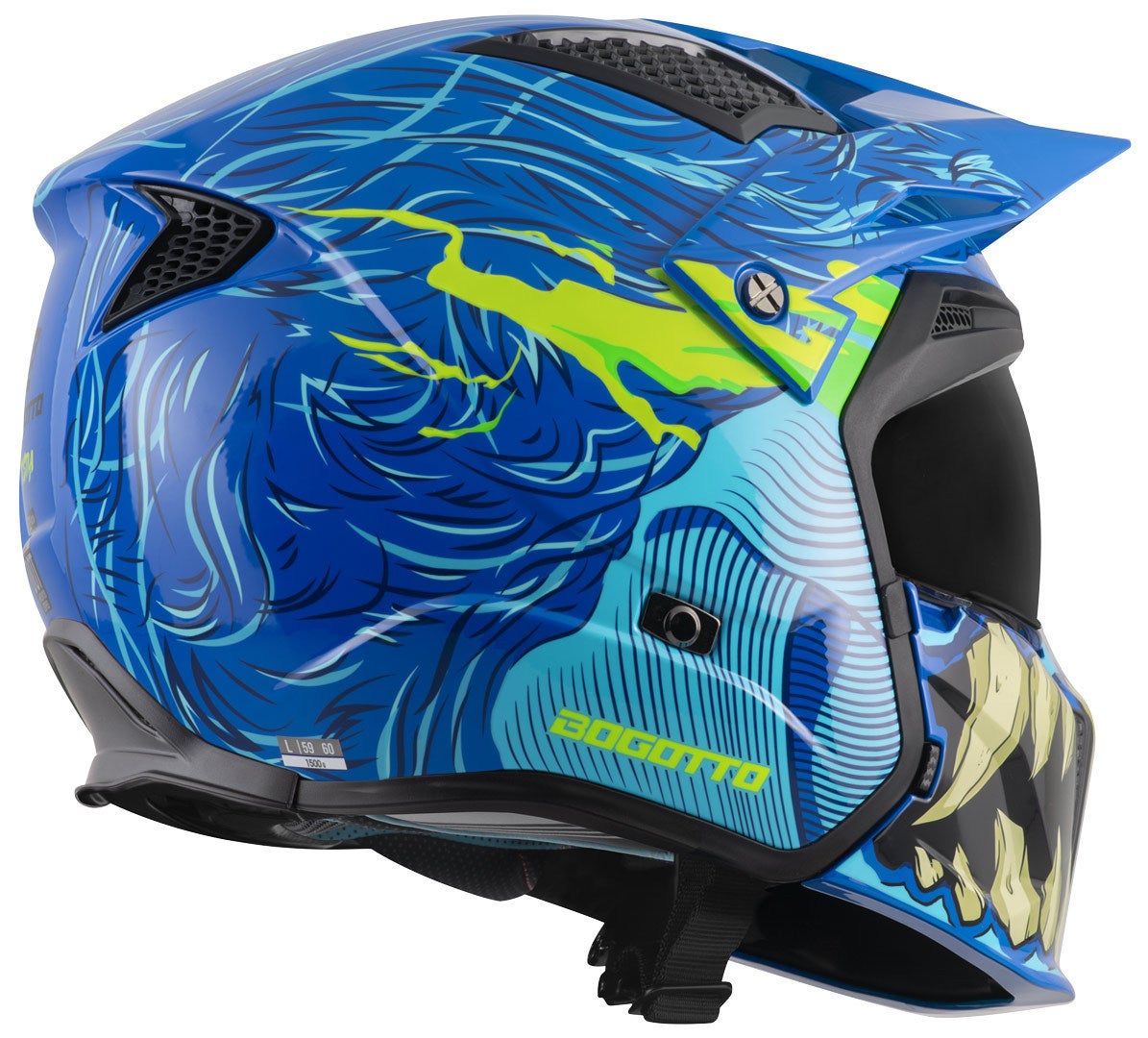 Bogotto Radic Bestia 22.06 Casco blu/nero/giallo S Figura 12