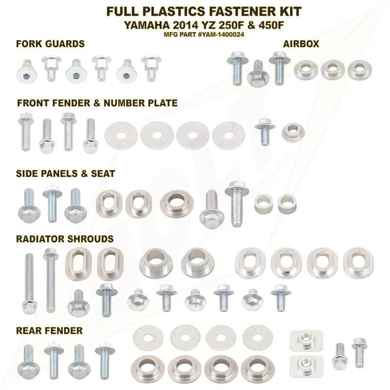 Bolt Set complet de șuruburi din plastic pentru Yamaha YZ250/450-F Figura 1