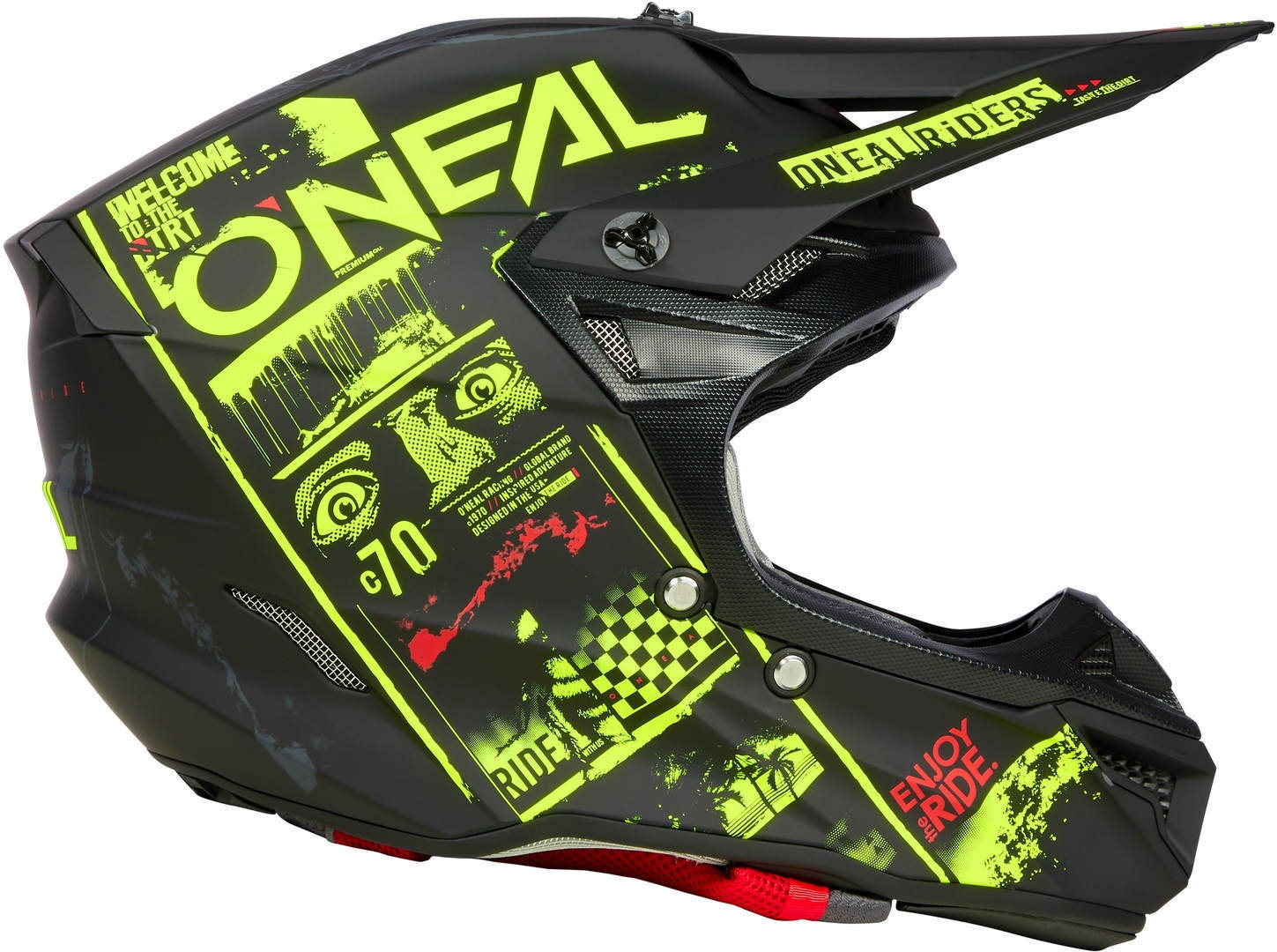 Oneal 5Series Polyacrylite Attack Motorcross helm Zwart mat/geel XXL (63/64) Figuur 3