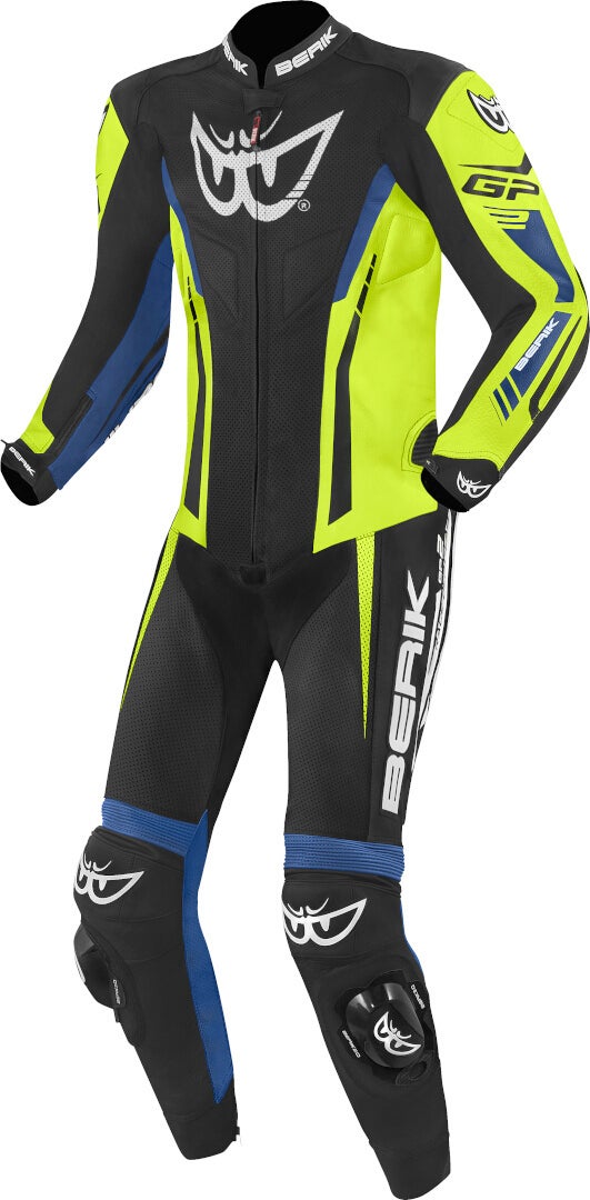 Berik Monza One Piece Motorcycle Leather Suit black/blue/yellow 58 Figure 1