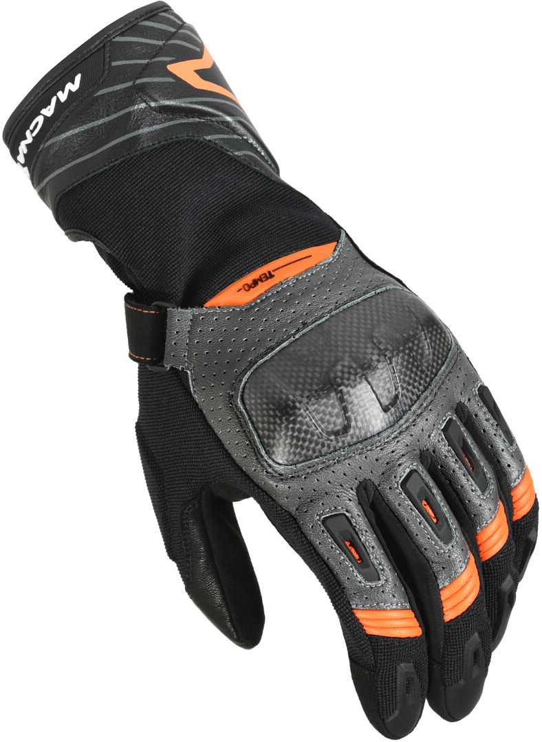 Macna Tempo perforerede motorcykelhandsker sort/orange M Figur 1