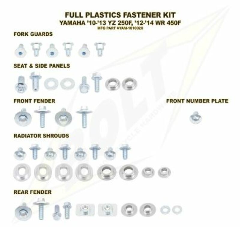 Bolt Set complet de șuruburi din plastic pentru Yamaha YZ250F/W R450F Figura 1