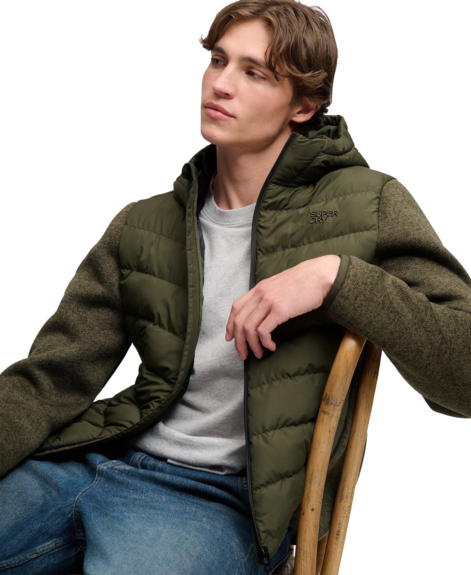 Superdry & Co ハイブリッドカーディガン グリーン/カーキ M 図5