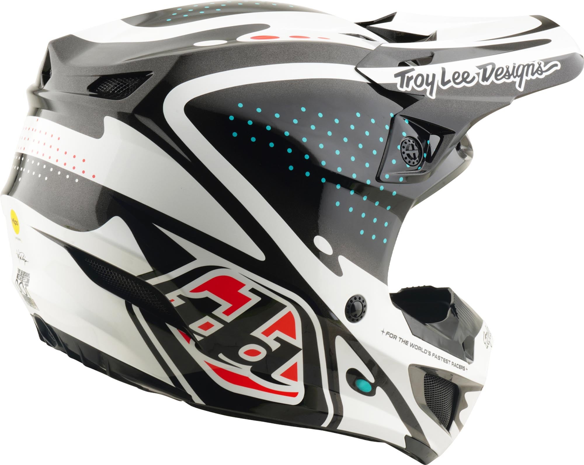 Side view of Troy Lee Designs SE5 Polycarbonate MIPS The Line Motocross Helmet