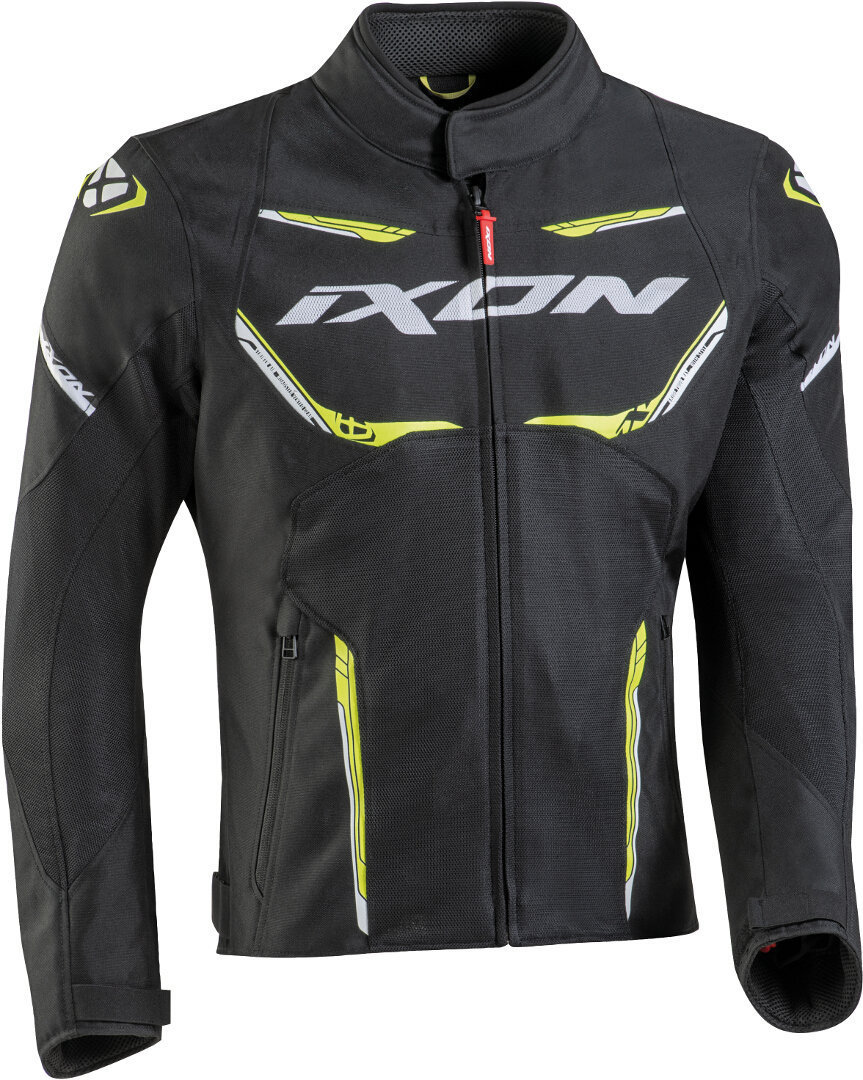 Ixon Striker Air WP Motorcycle Textile Jacket black/white/neon-yellow S Figure 1