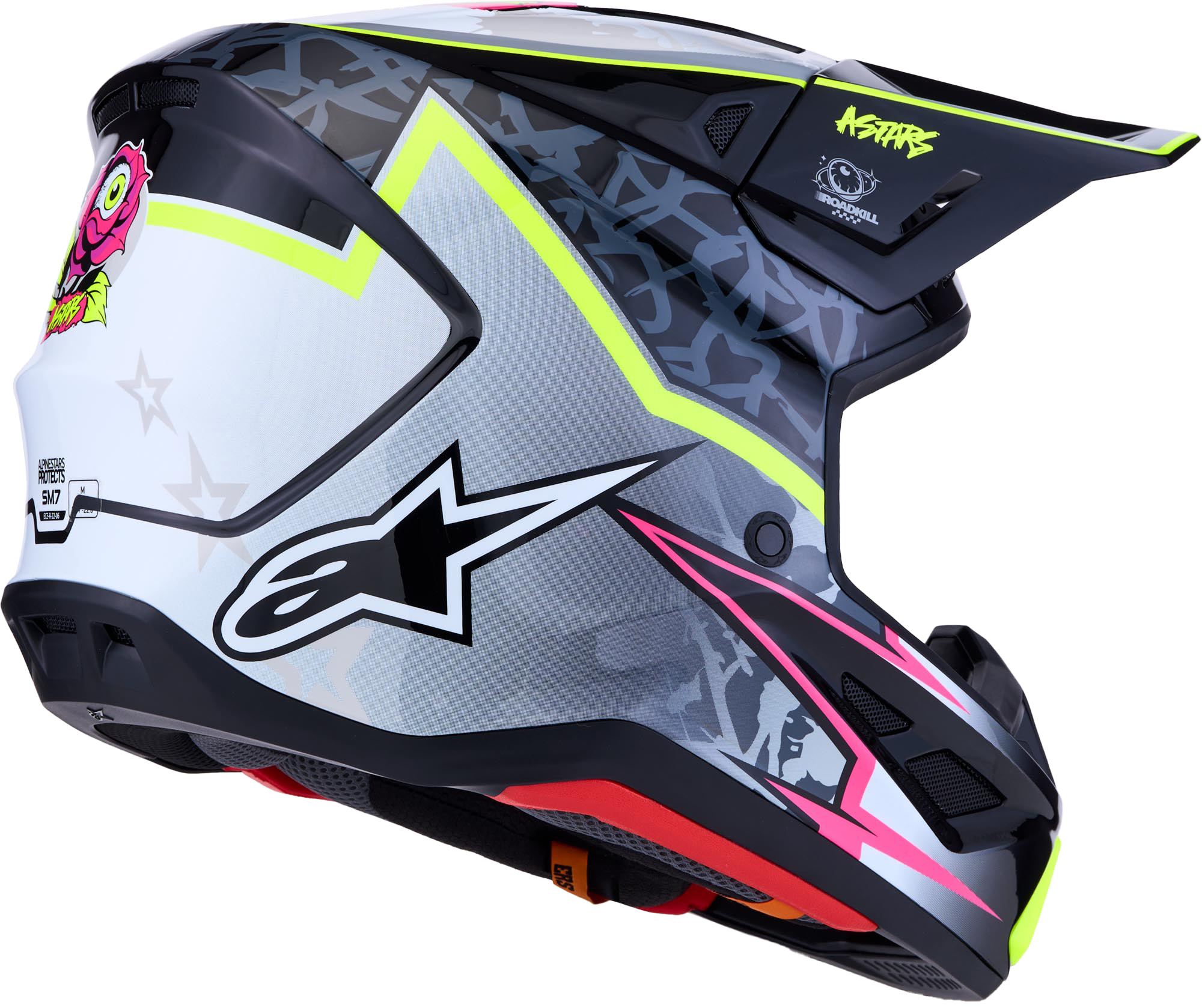 Alpinestars S-M7 Blaster Motocross Helmet black/grey/yellow S (55/56) Figure 4