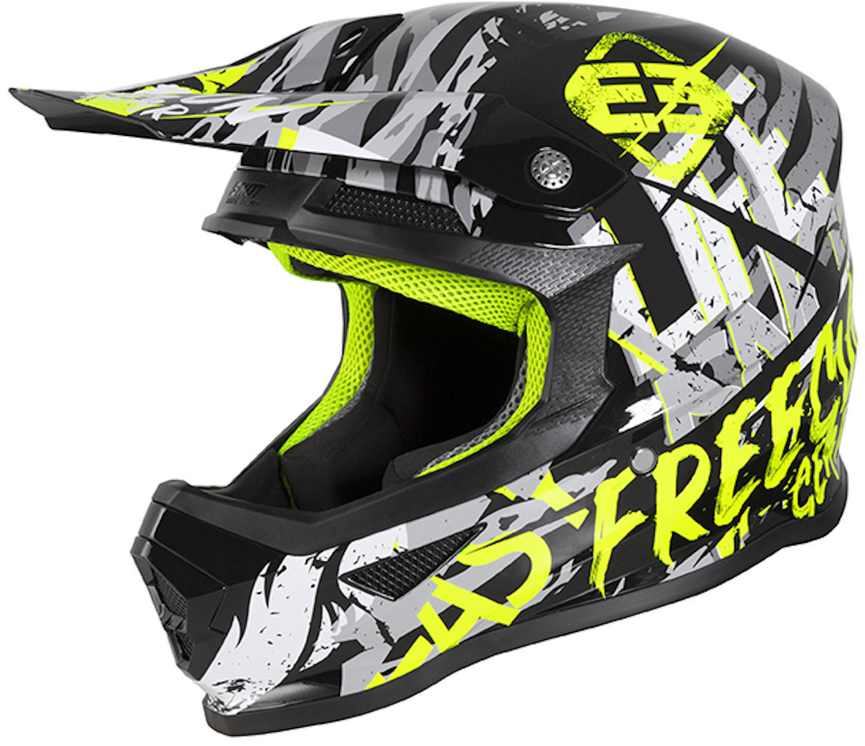 Freegun XP4 Maniac Cască de motocross pentru copii negru/galben-neon S (49/50) Figura 1
