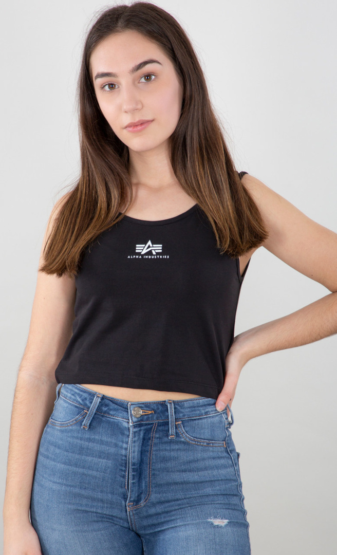 Alpha Industries Basic Crop SL Bluză pentru damă negru M Figura 1