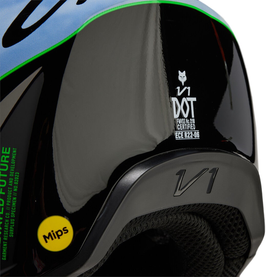 FOX V1 Atlas MIPS Jeugd Motorcross helm zwart/groen/blauw J/M (51/52) Figuur 2