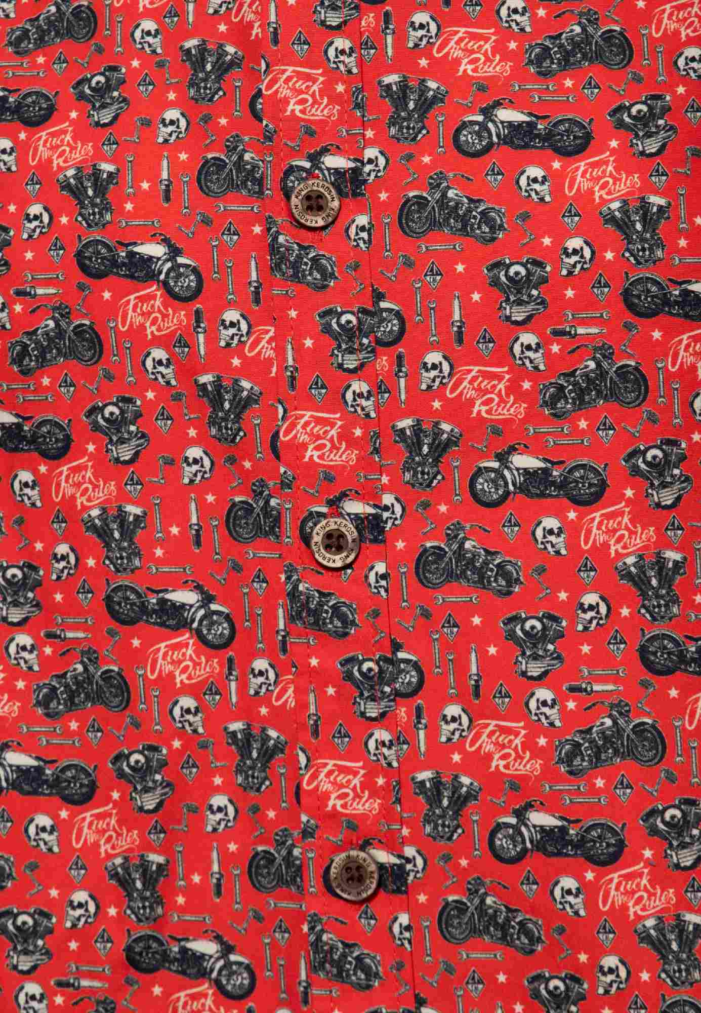 King Kerosin Biker Soul Camisa de manga curta vermelho M Figura 4