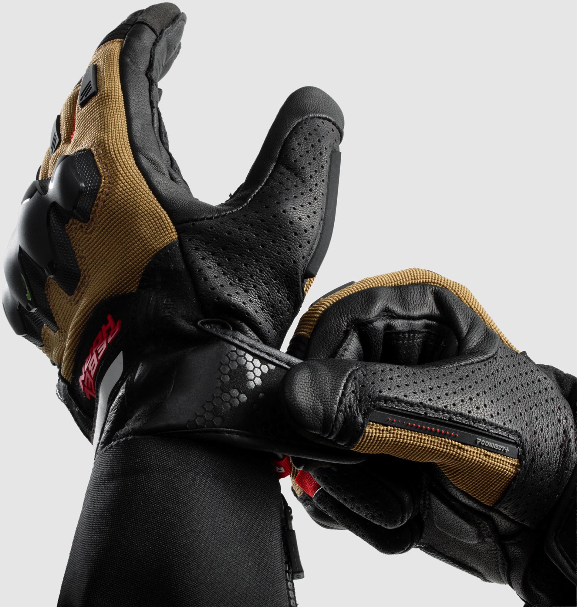 Rebelhorn Defender Motorhandschoenen zwart/kaki/rood L Figuur 9