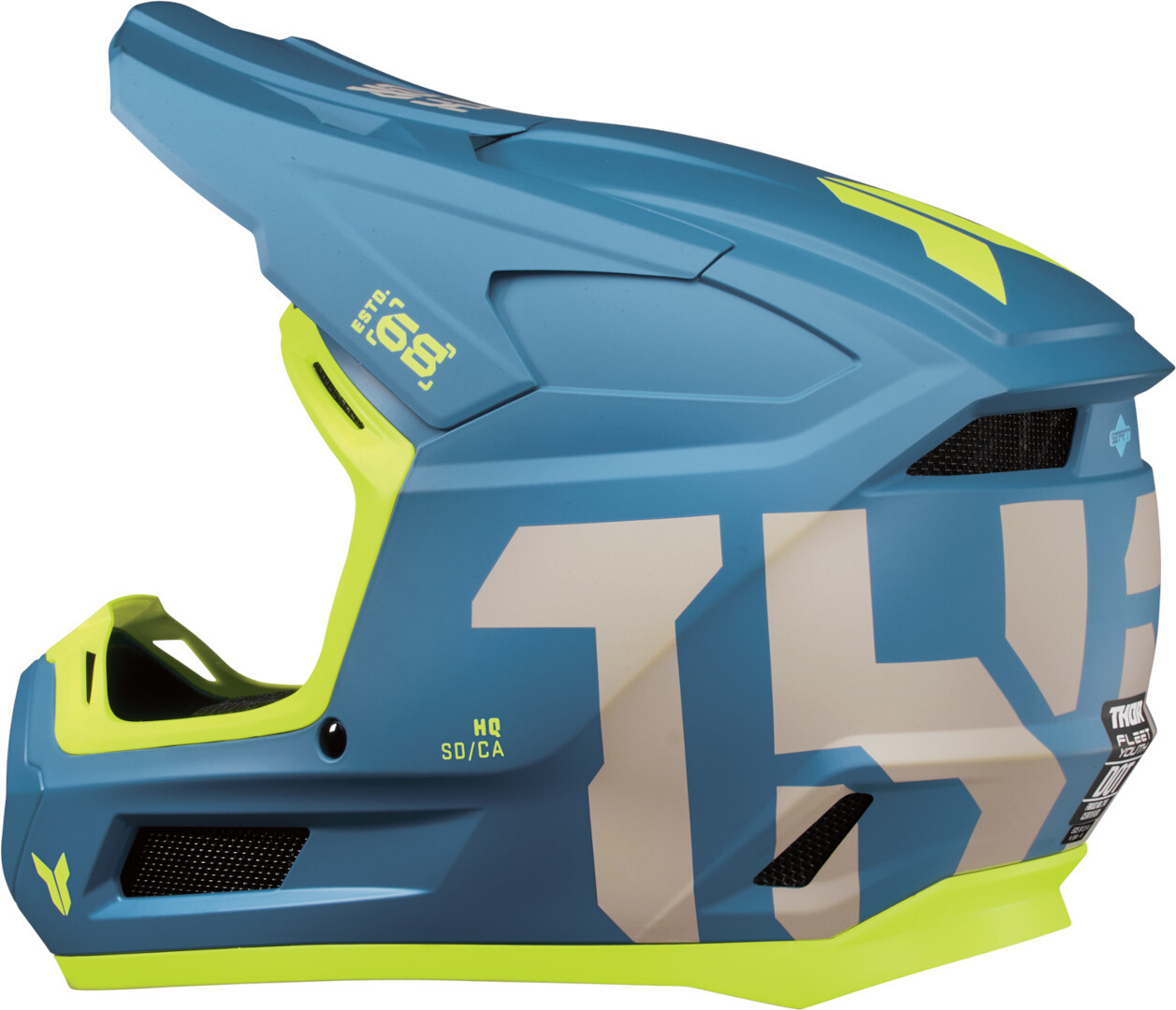 Thor Fleet Forge Cască de motocross pentru copii Albastru/galben-neon Y/L (52/53) Figura 4