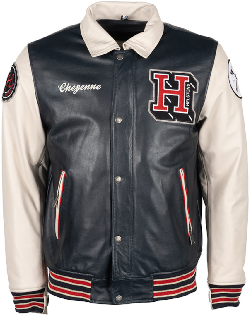 Helstons Cheyenne Motorcycle Leather Jacket blue/cream M Figure 1