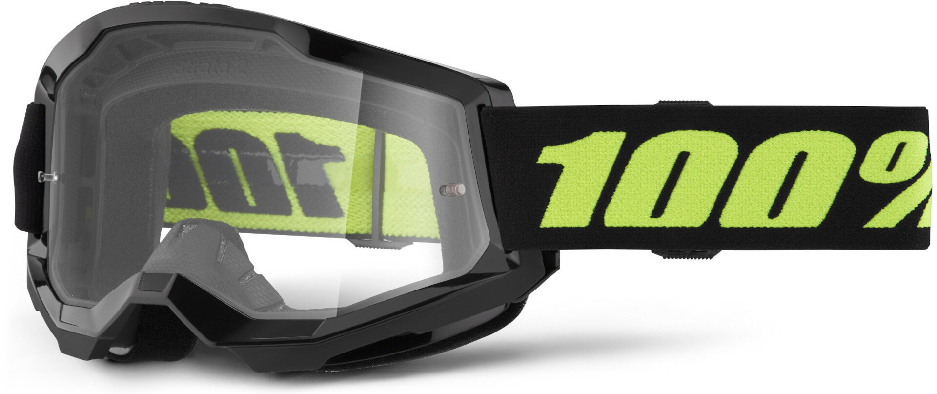 100% Strata 2 Essential Ochelari de motocross negru/galben-neon Figura 1