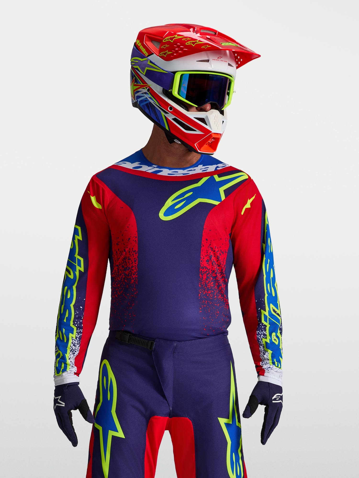 Alpinestars Fluid Drag 越野摩托車衫 藍/紅/白 S 圖7