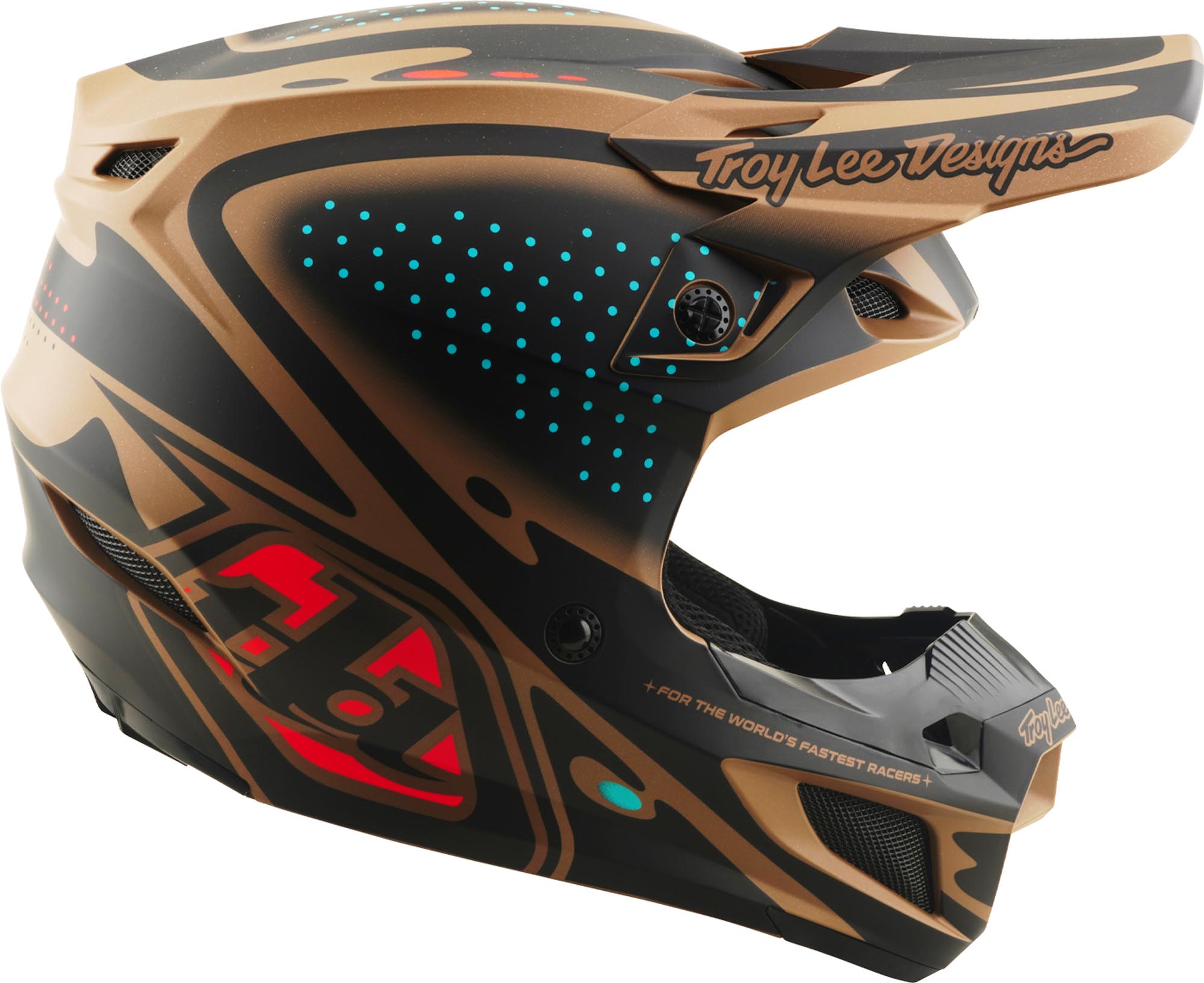 Side view of Troy Lee Designs SE5 Polycarbonate MIPS The Line Motocross Helmet