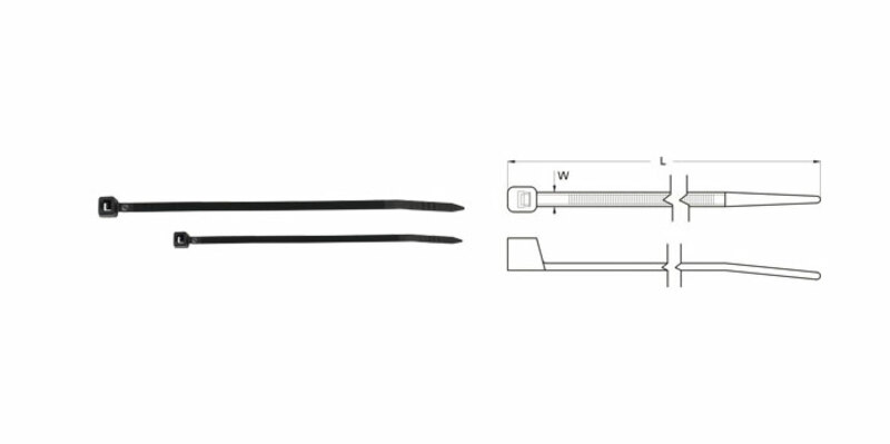 Bihr Nylon halsband 7,6x250mm svart 100 stycken Figur 1