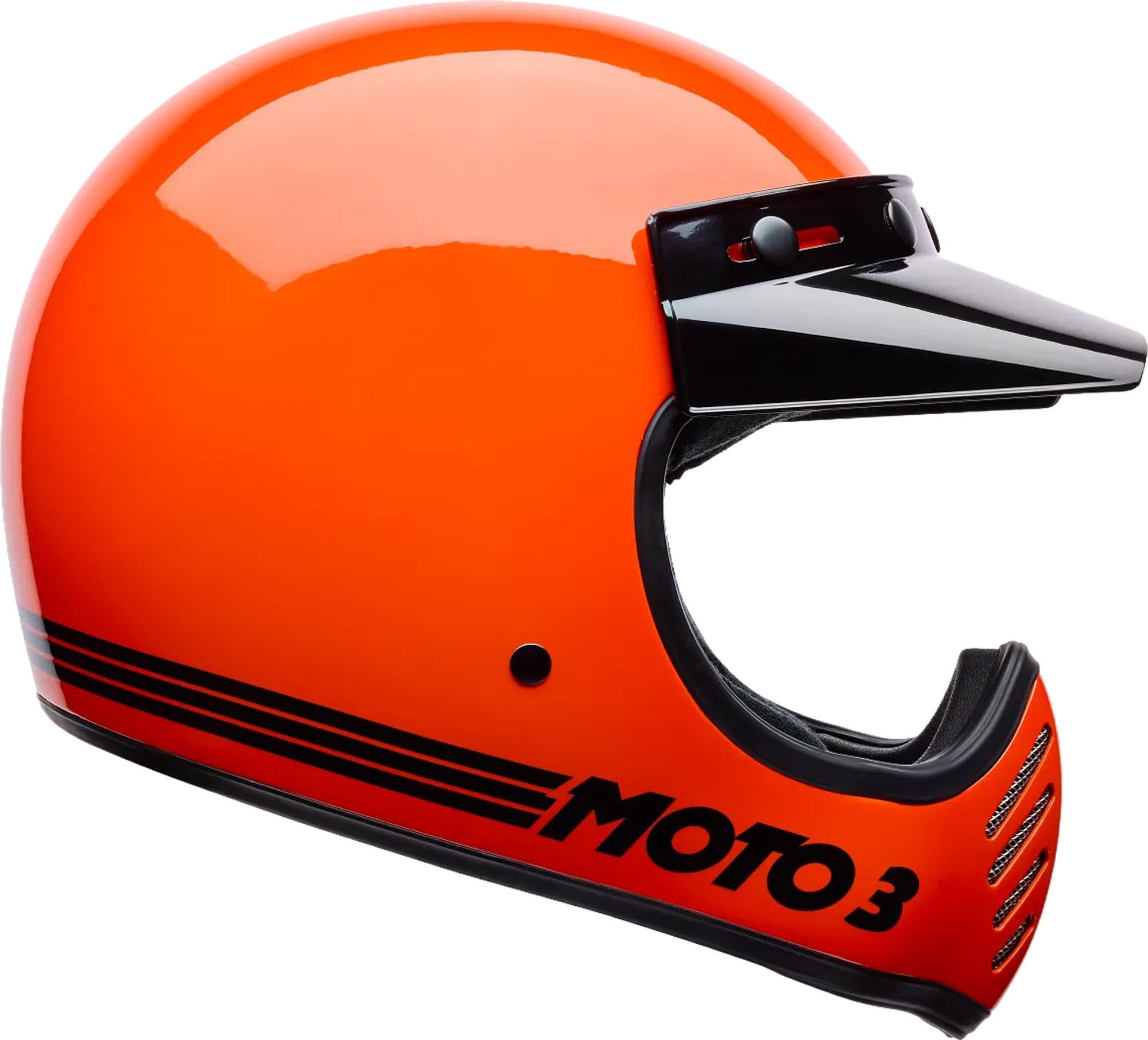 Side view of Bell Moto-3 Classic Gloss Org Motocross Helmet