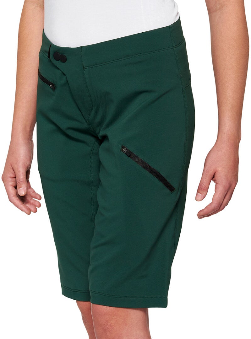 100% Ridecamp Ladies Bicycle Shorts dark green L Figure 1