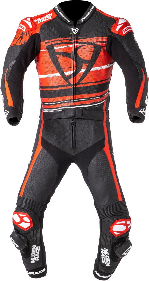 MUGENRACE RC-Max Due perforated Two Piece Motorcycle Leather Suit black/white/red 62 Figure 1