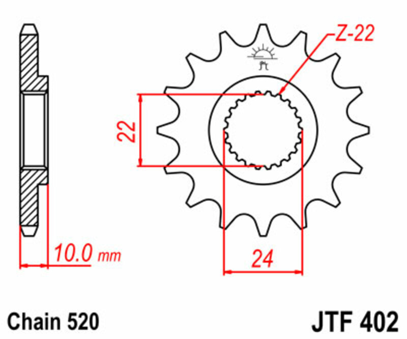 JT SPROCKETS Steel Standard Front Sprocket 402 - 520 Figure 3