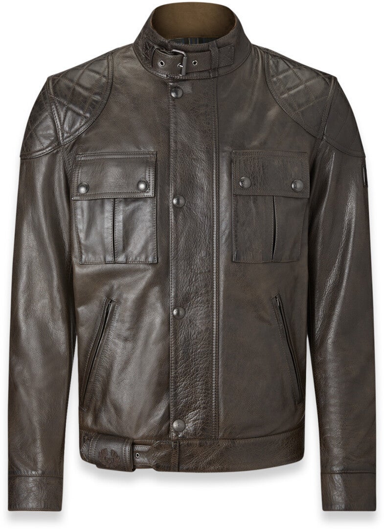 Belstaff Brooklands Motorcycle Leather Jacket olive 5XL Figure 1