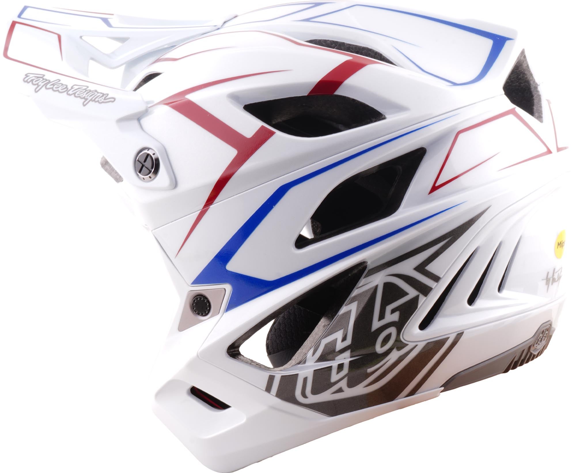 Side view of Troy Lee Designs Stage Stunt MIPS Pinstripe Bicycle Helmet