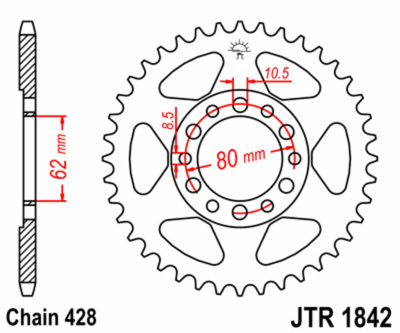 JT-DRIVHJUL Standard stålkrona 1842 - 428 Figur 1