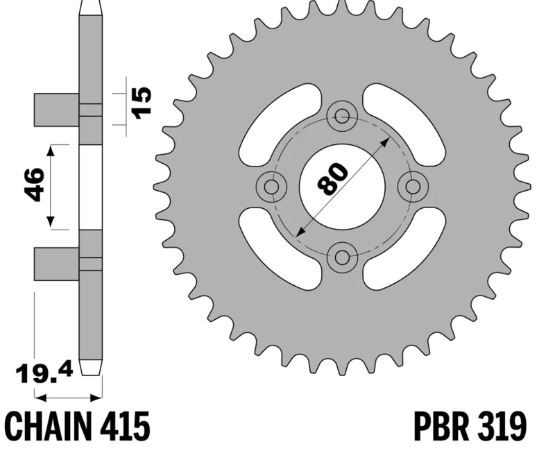 PBR Bakre kedjestålstandard - 415 Figur 2
